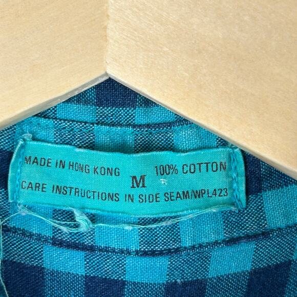 Levi's 80s Vintage Teal Button Up Camp Shirt Long Sleeve Men's Size M - Picture 5 of 10